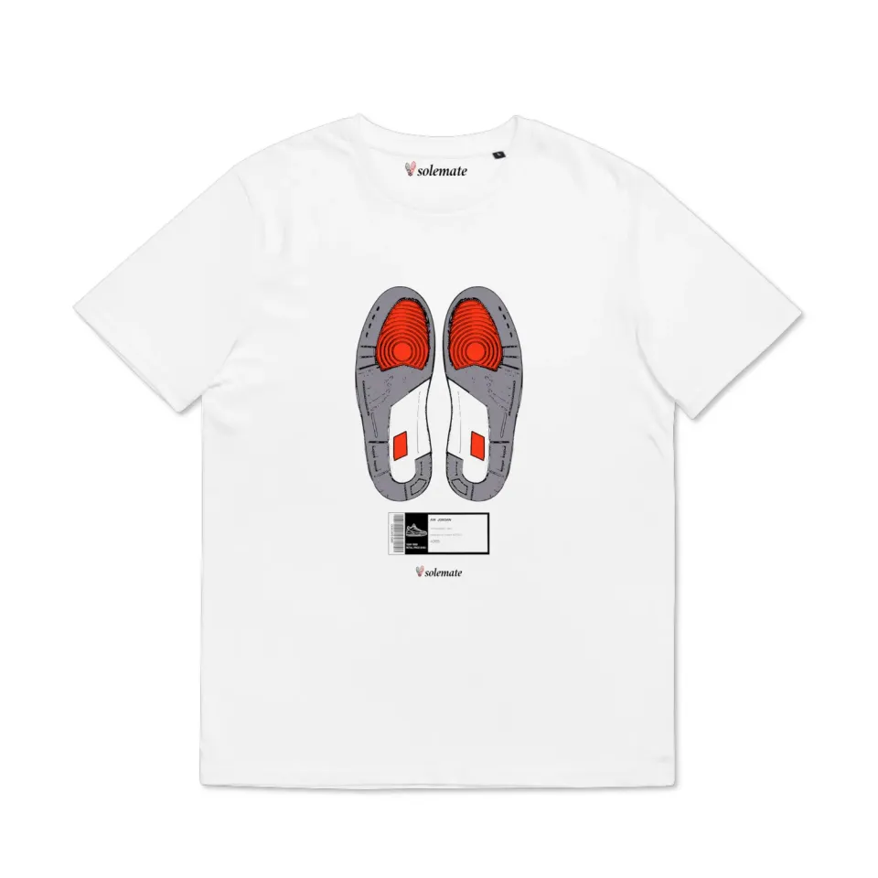 Solemate AJ3 Footprints t-shirt bianca cotone