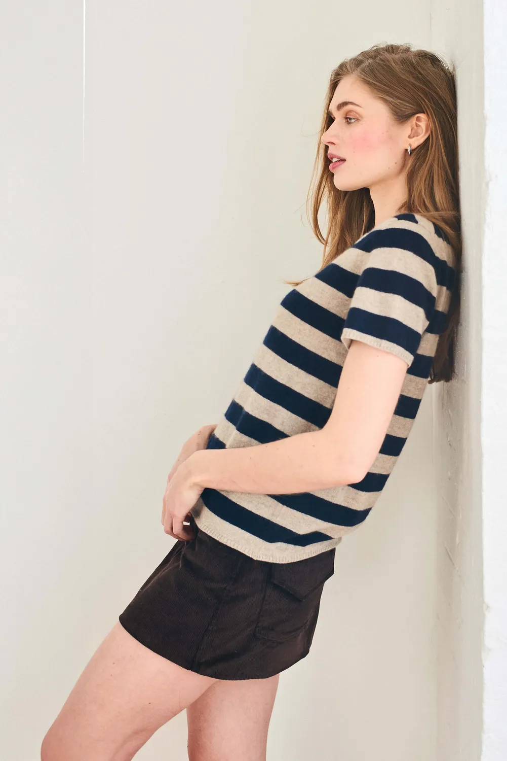 Jumper 1234 Stripe T-Shirt cashmere navy crema