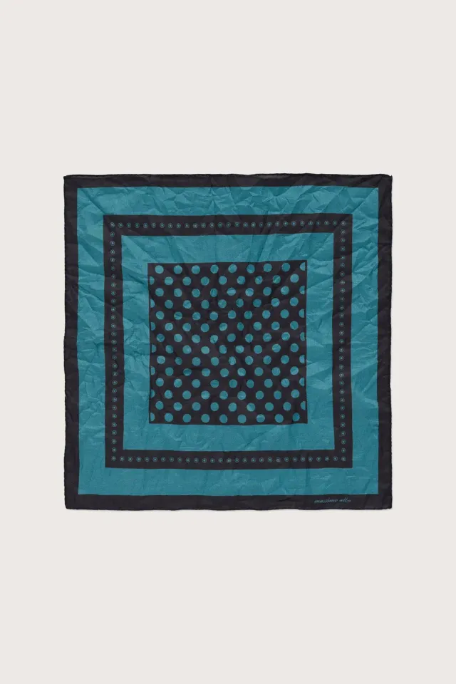 Massimo Alba Hanky1 fazzoletto geometrico teal cotone