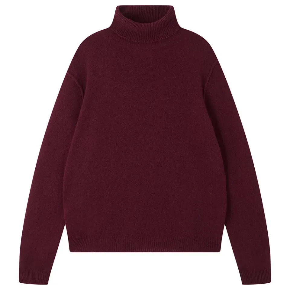 Jumper 1234 Distressed maglione cashmere collo alto bordeaux