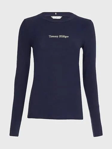 Tommy Hilfiger NY Metallic Basic t-shirt donna manica lunga slim