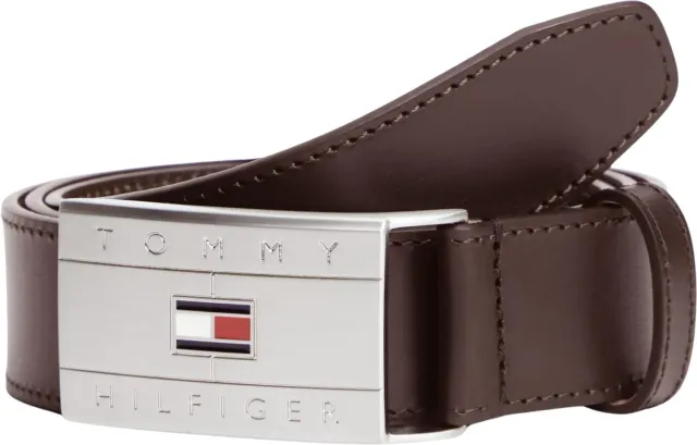 Tommy Hilfiger Flag Plaque AM0AM14322 cintura uomo nera fibbia