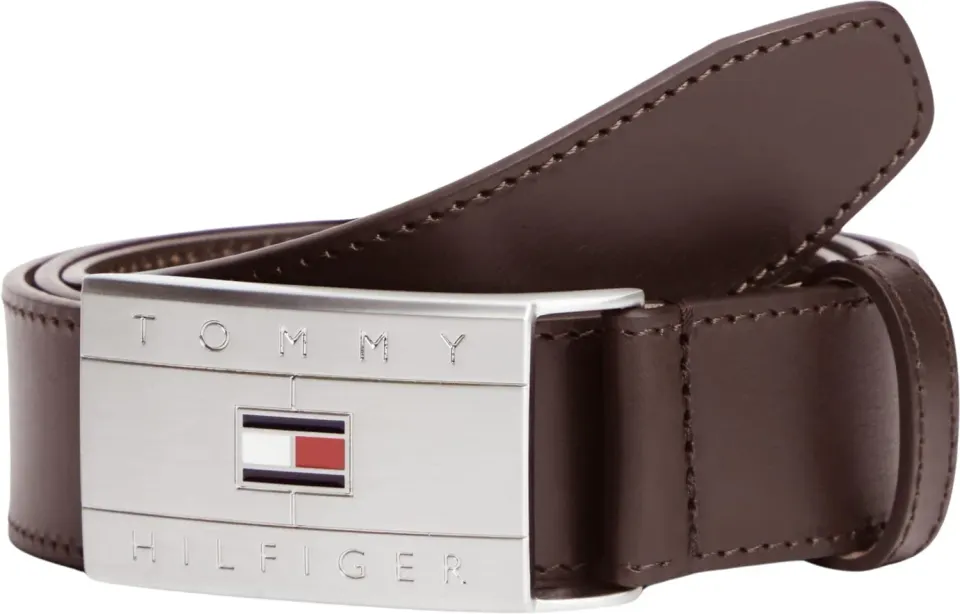 Tommy Hilfiger Flag Plaque AM0AM14322 cintura uomo nera fibbia