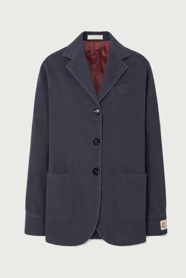 Massimo Alba Milly caban cotone blu scuro bottoni corno
