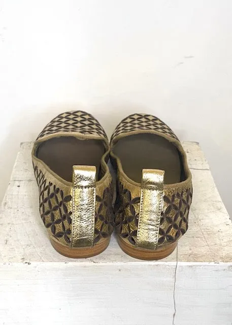 LOL Roma Mocassino Laserata loafer laminato oro