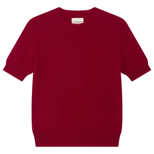 Jumper 1234 Distressed maglietta cashmere rosso scuro manica corta