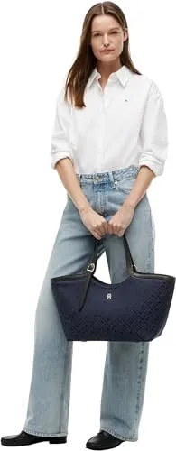 Tommy Hilfiger AW0AW18910 borsa jacquard blu Blue Mono