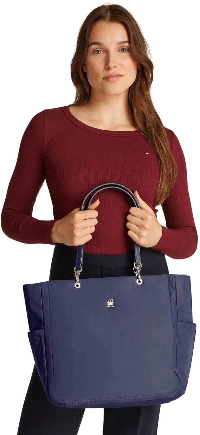 Tommy Hilfiger Spring borsa tote blu Space Blue con zip