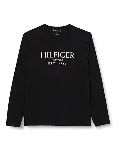 Tommy Hilfiger Girocollo Maglietta Maniche Lunghe Uomo Nera Cotone