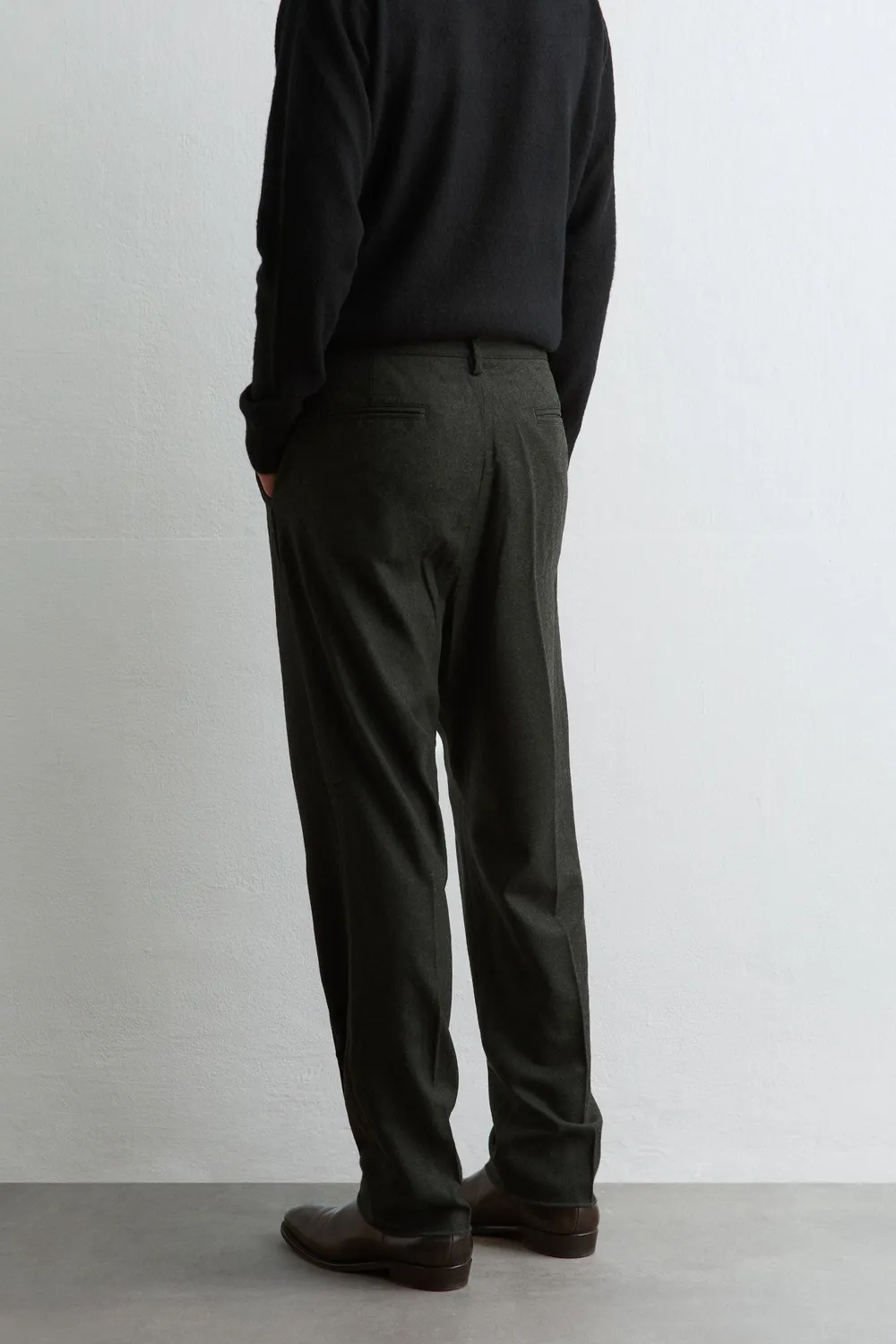 Massimo Alba Stan pantaloni verde scuro flanella lana