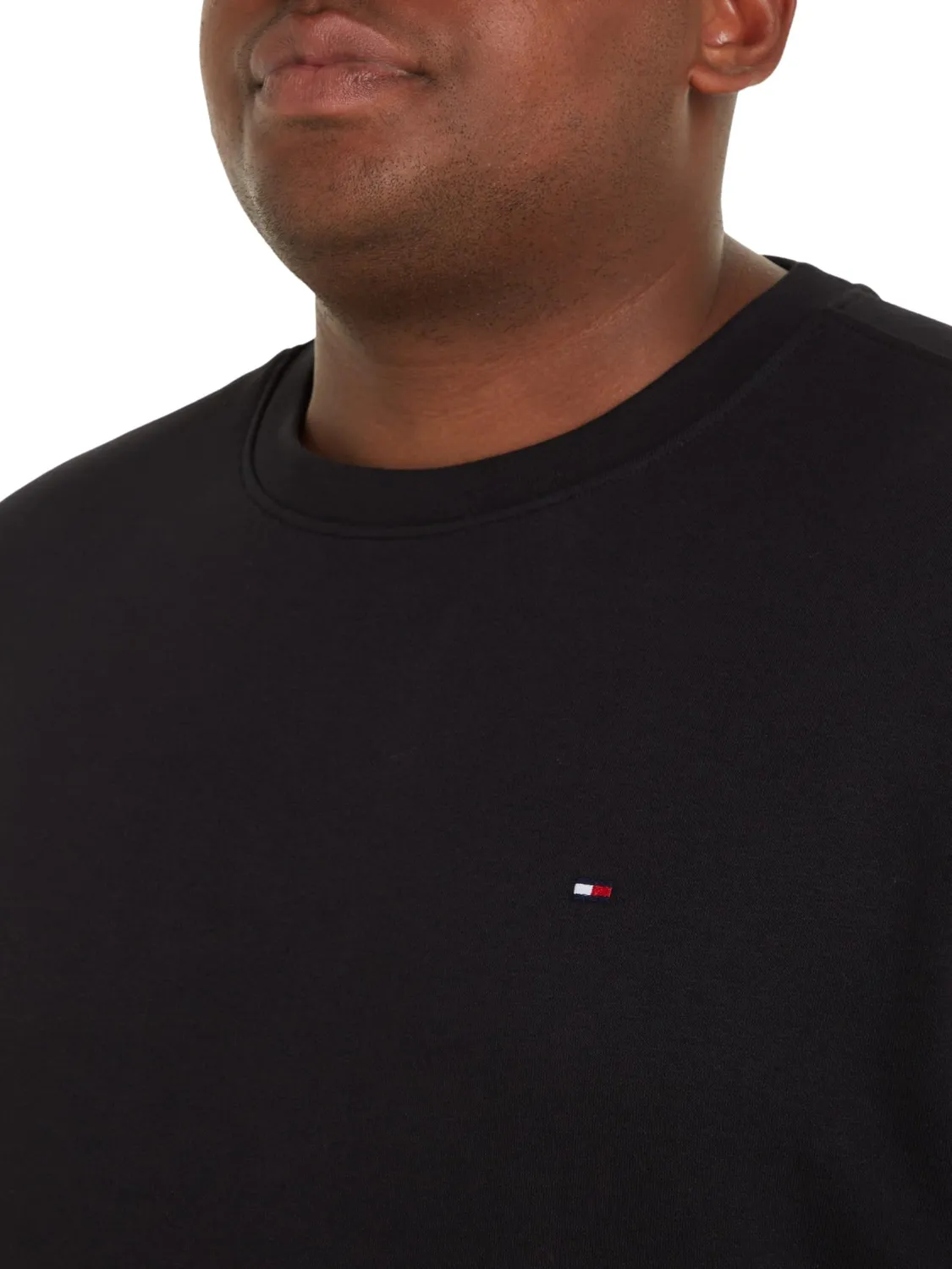 Tommy Hilfiger Flag Logo felpa uomo nera XXL Plus Tall girocollo
