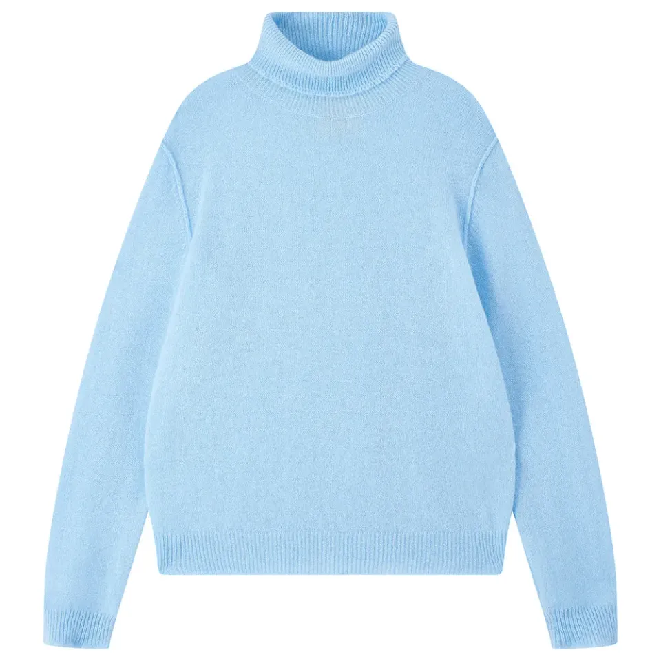Jumper 1234 Distressed maglione cashmere collo alto azzurro