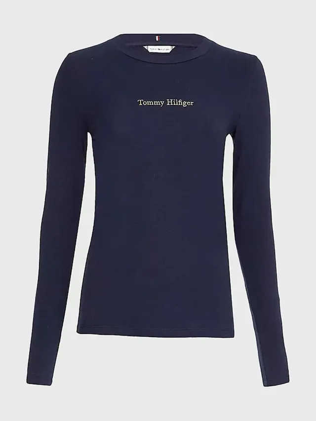 Tommy Hilfiger NY Metallic Basic t-shirt donna manica lunga slim