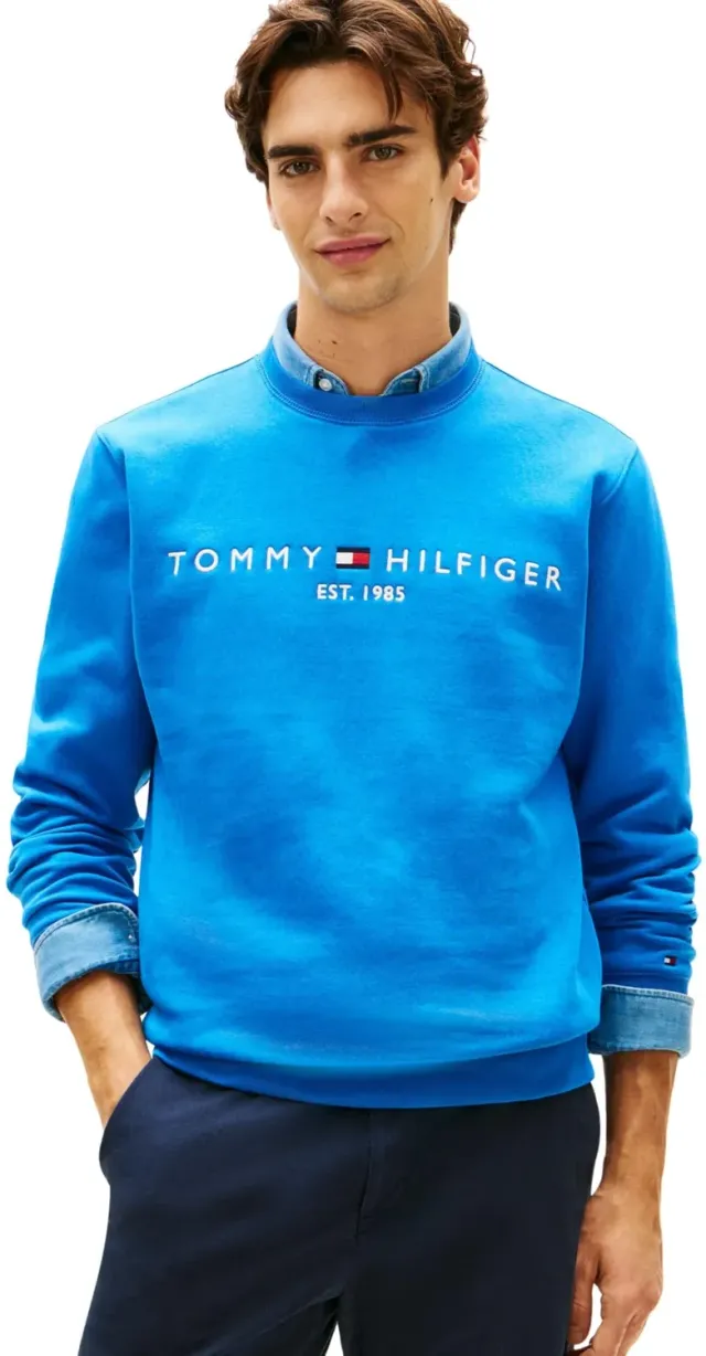Tommy felpa logo uomo blu Blue Orbit M girocollo