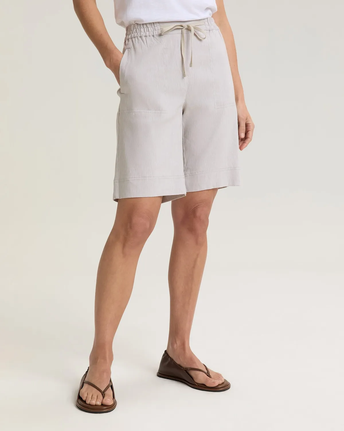 Sportscraft Rosa shorts lino vita elastica donna