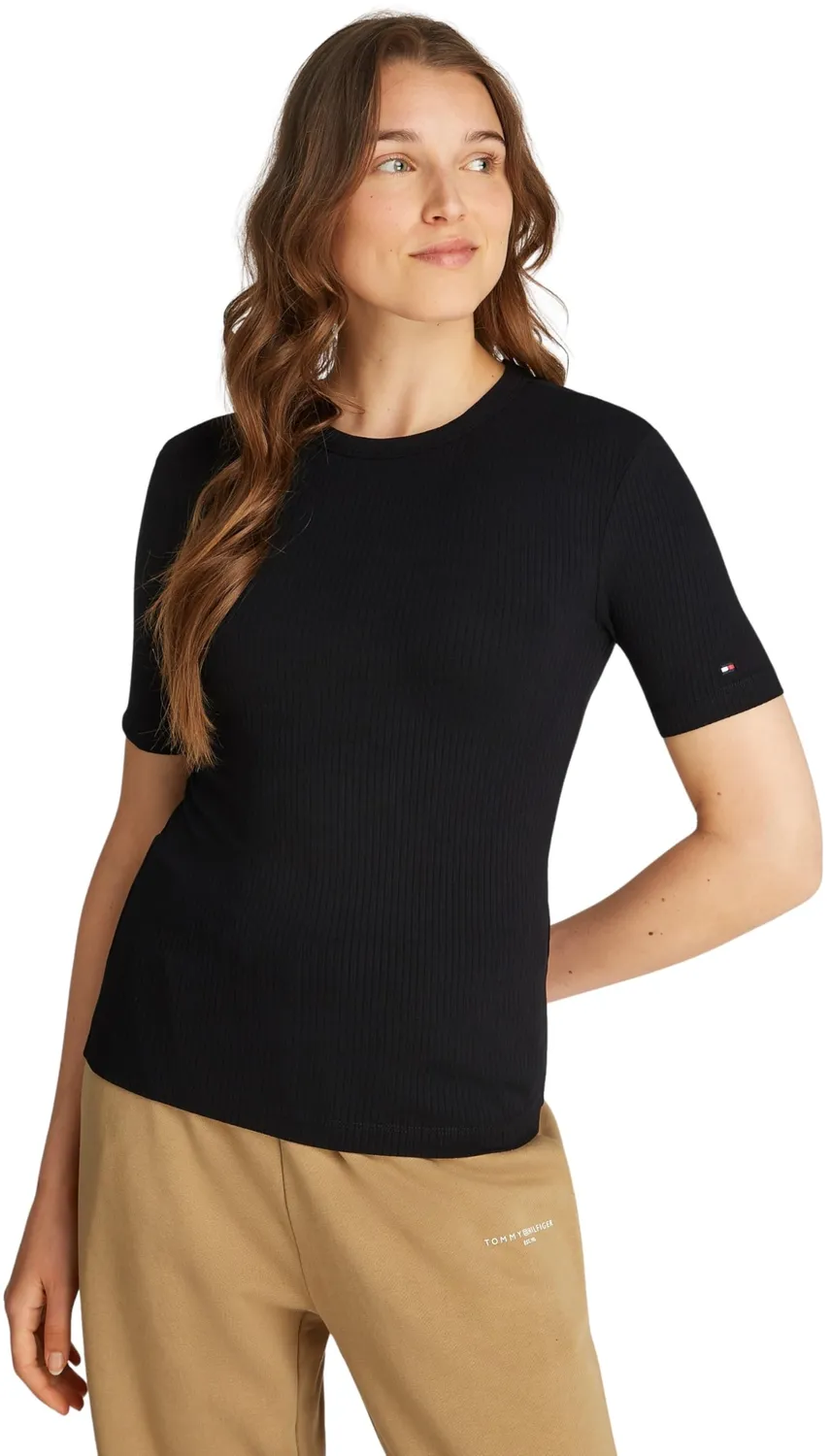 Tommy Hilfiger T-Shirt Rib Scollo Rotondo donna maniche corte