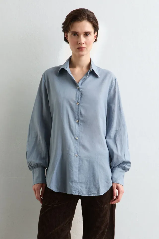 Massimo Alba Anna camicia air blue cotone cashmere