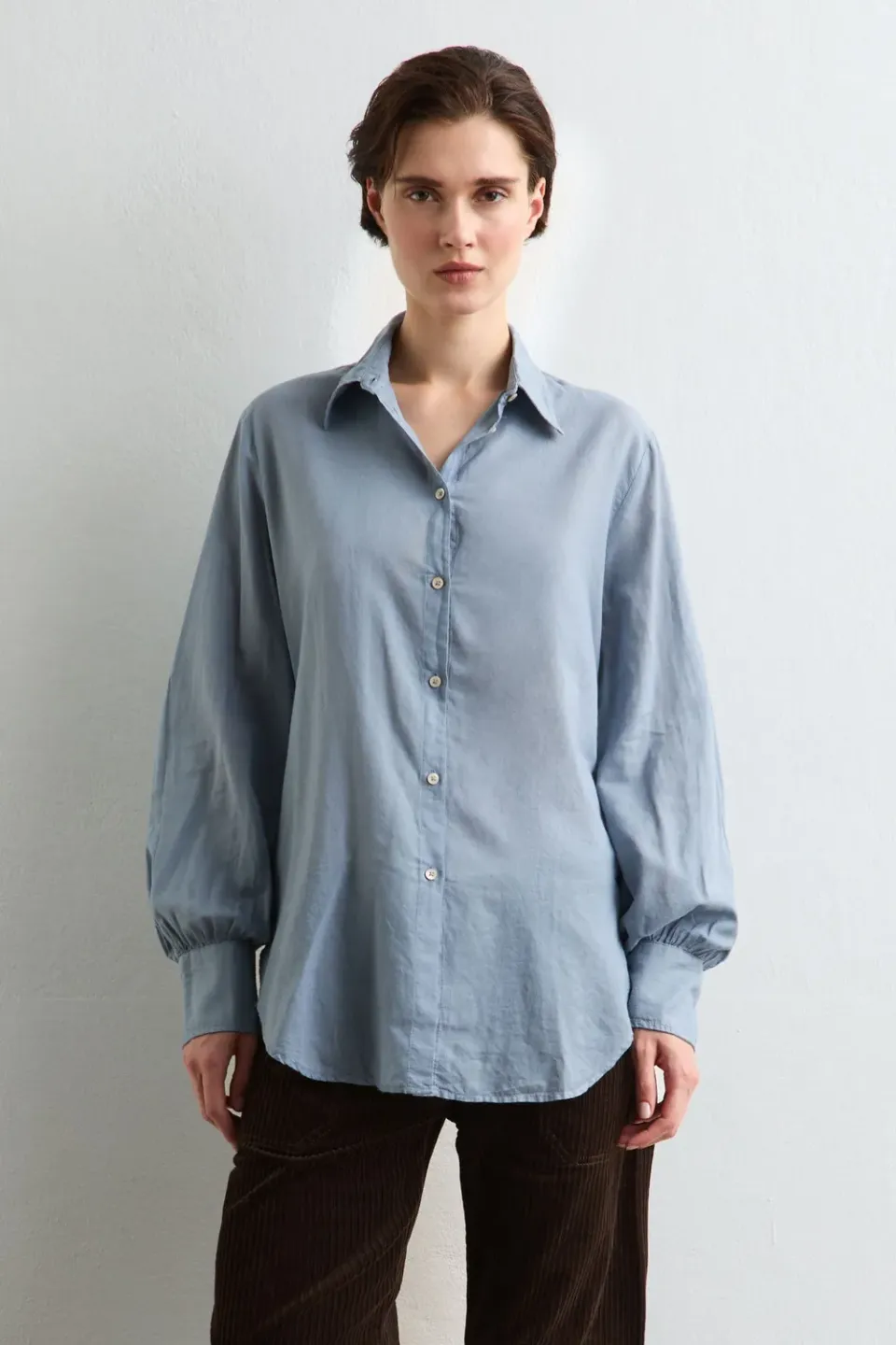 Massimo Alba Anna camicia air blue cotone cashmere