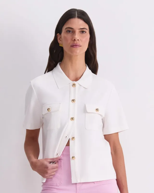 Sportscraft Esme camicia donna jersey ponte bottoni oro