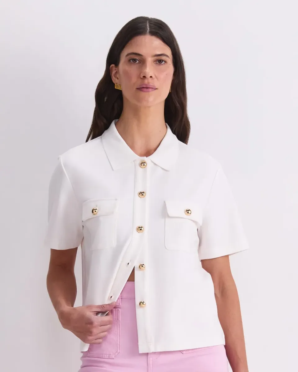 Sportscraft Esme camicia donna jersey ponte bottoni oro