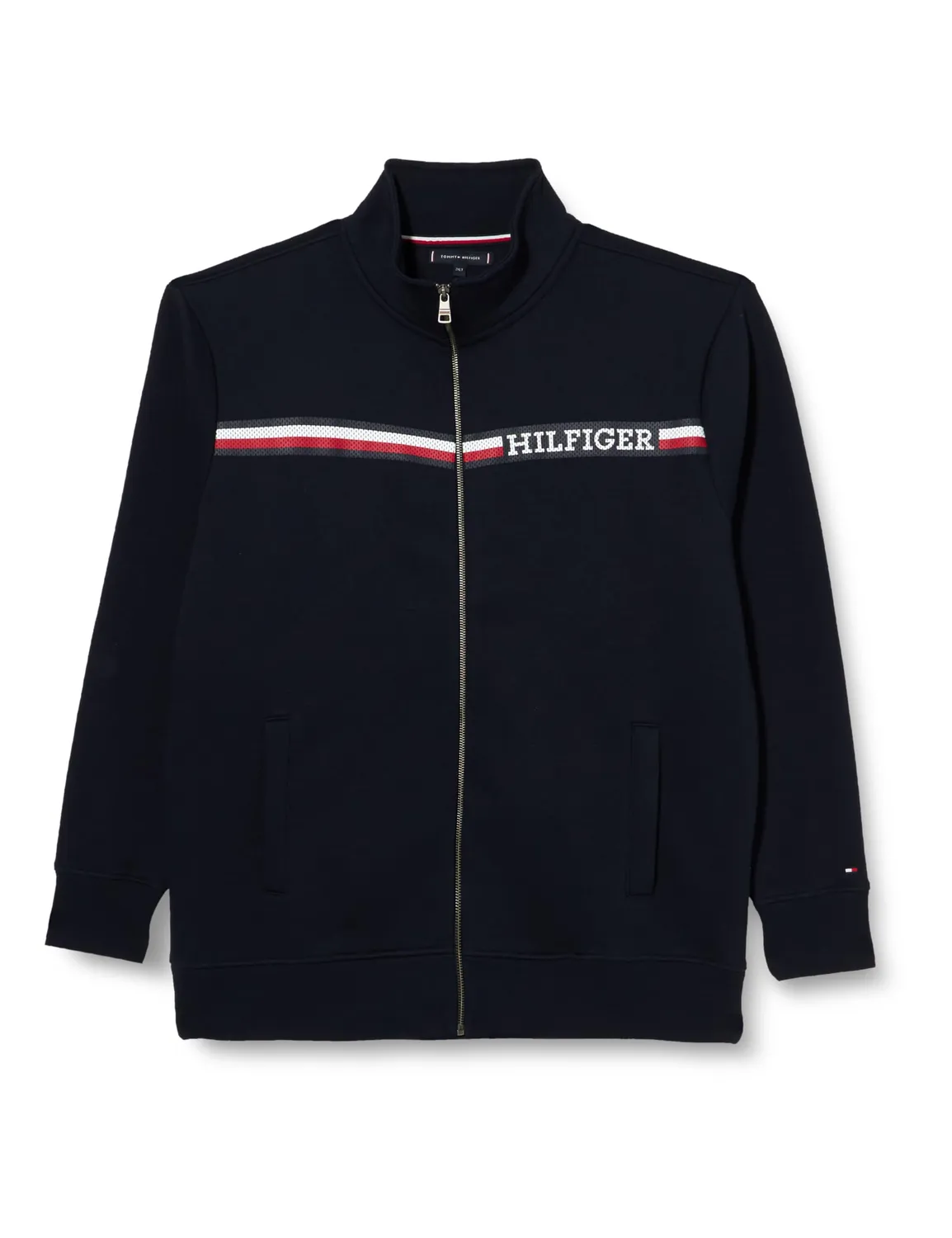 Tommy Hilfiger Chest Stripe Zip Through felpa uomo XXL blu