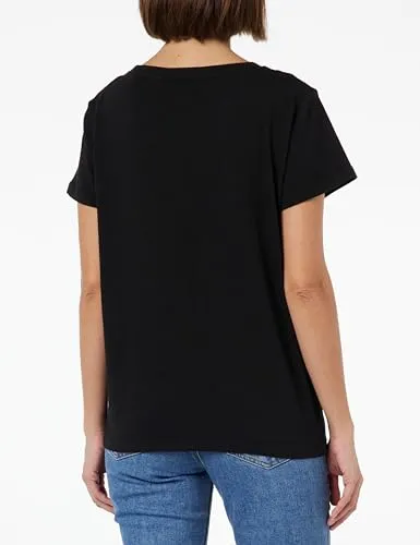 Tommy Hilfiger UW0UW04873 t-shirt donna nera cotone