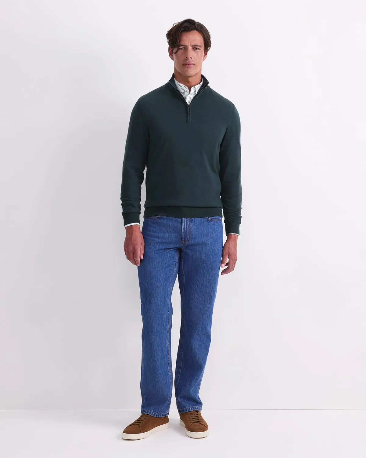 Sportscraft Merino maglione uomo lana zip corta