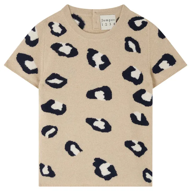 Jumper 1234 Cashmere Leopard T-Shirt maglia cammello