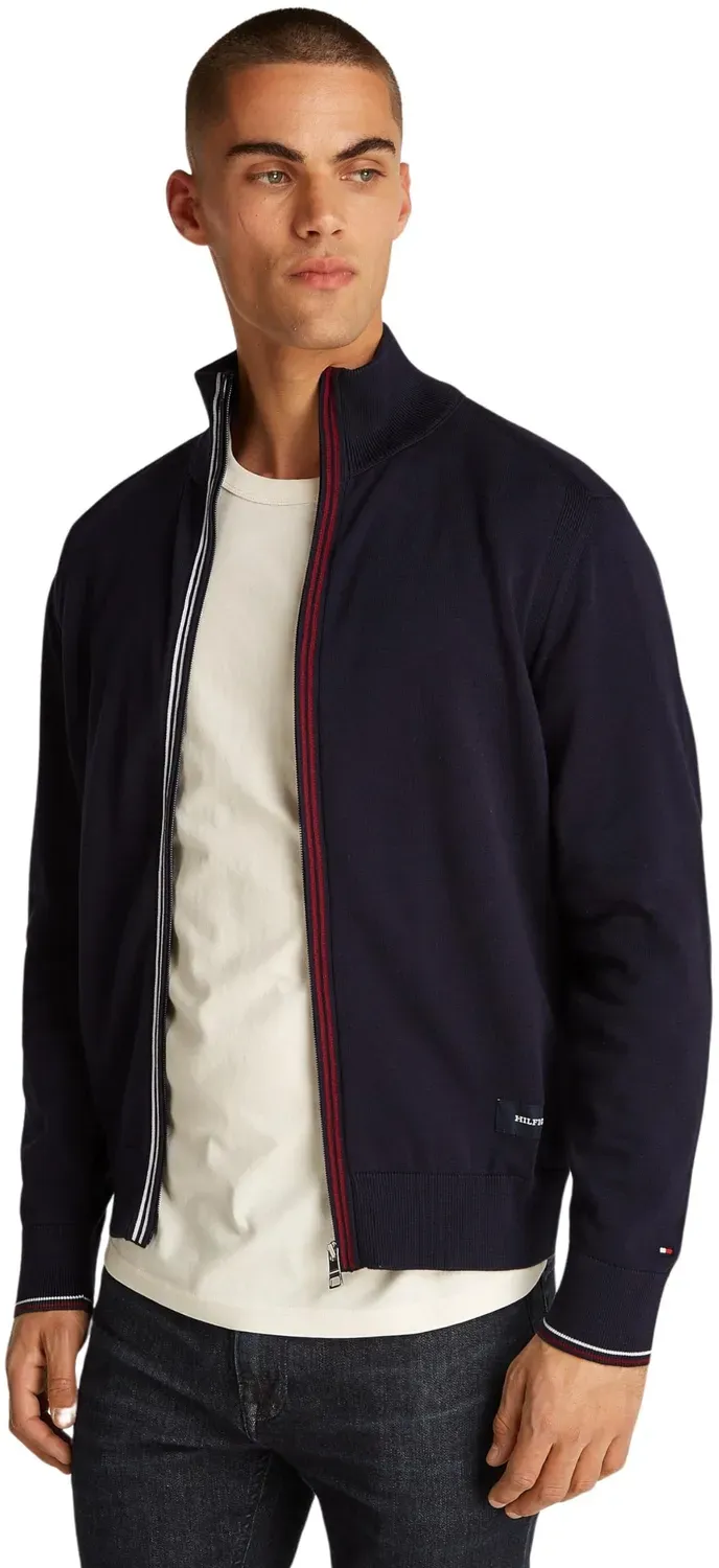 Tommy Hilfiger Cotton Zip Through felpa uomo 3XL blu senza cappuccio