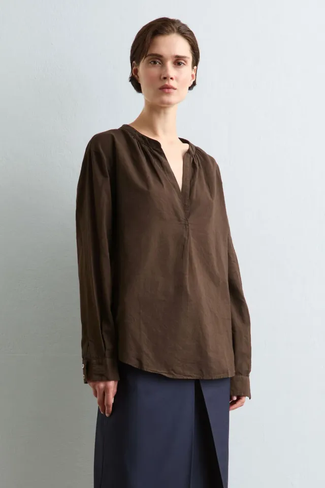 Massimo Alba Yvonne blusa cotone cashmere chicory