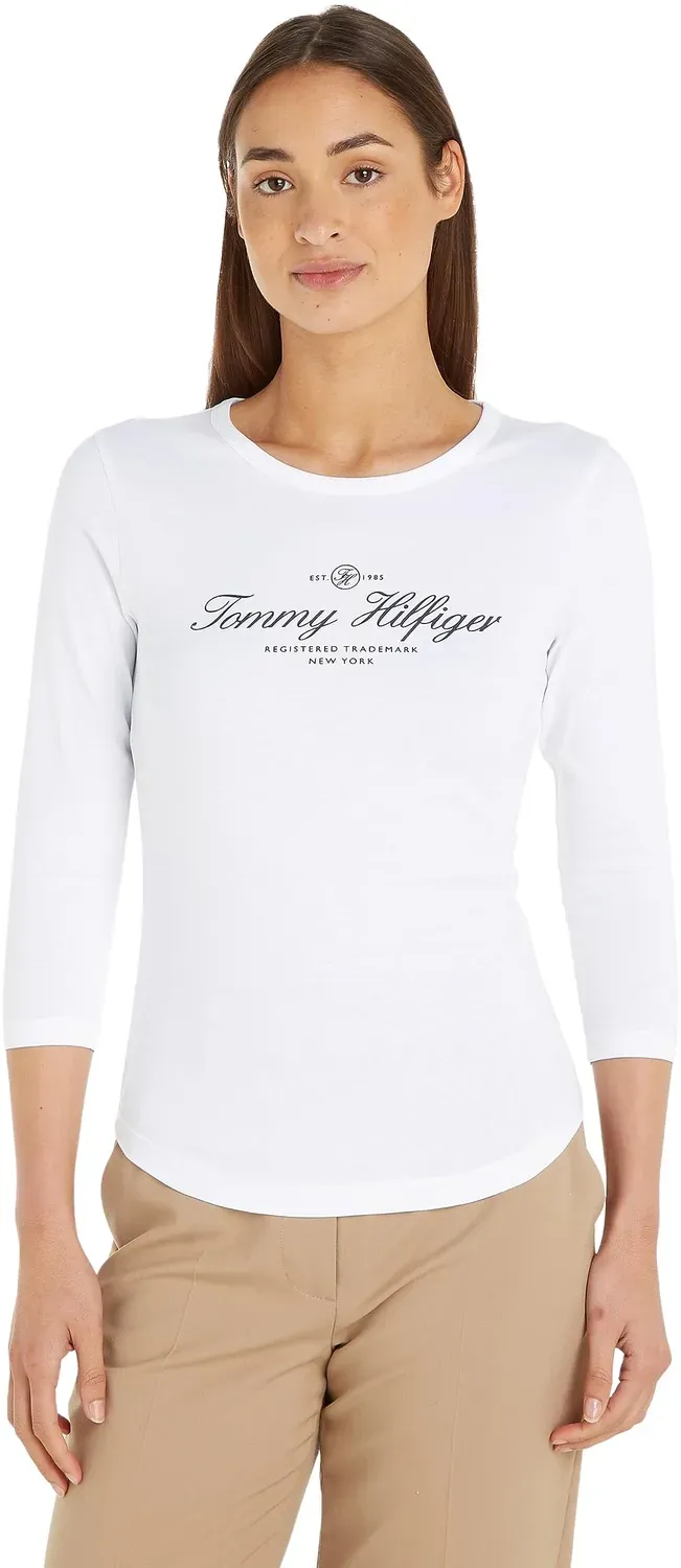 Tommy Hilfiger Open-Neck maglietta maniche lunghe bianca S