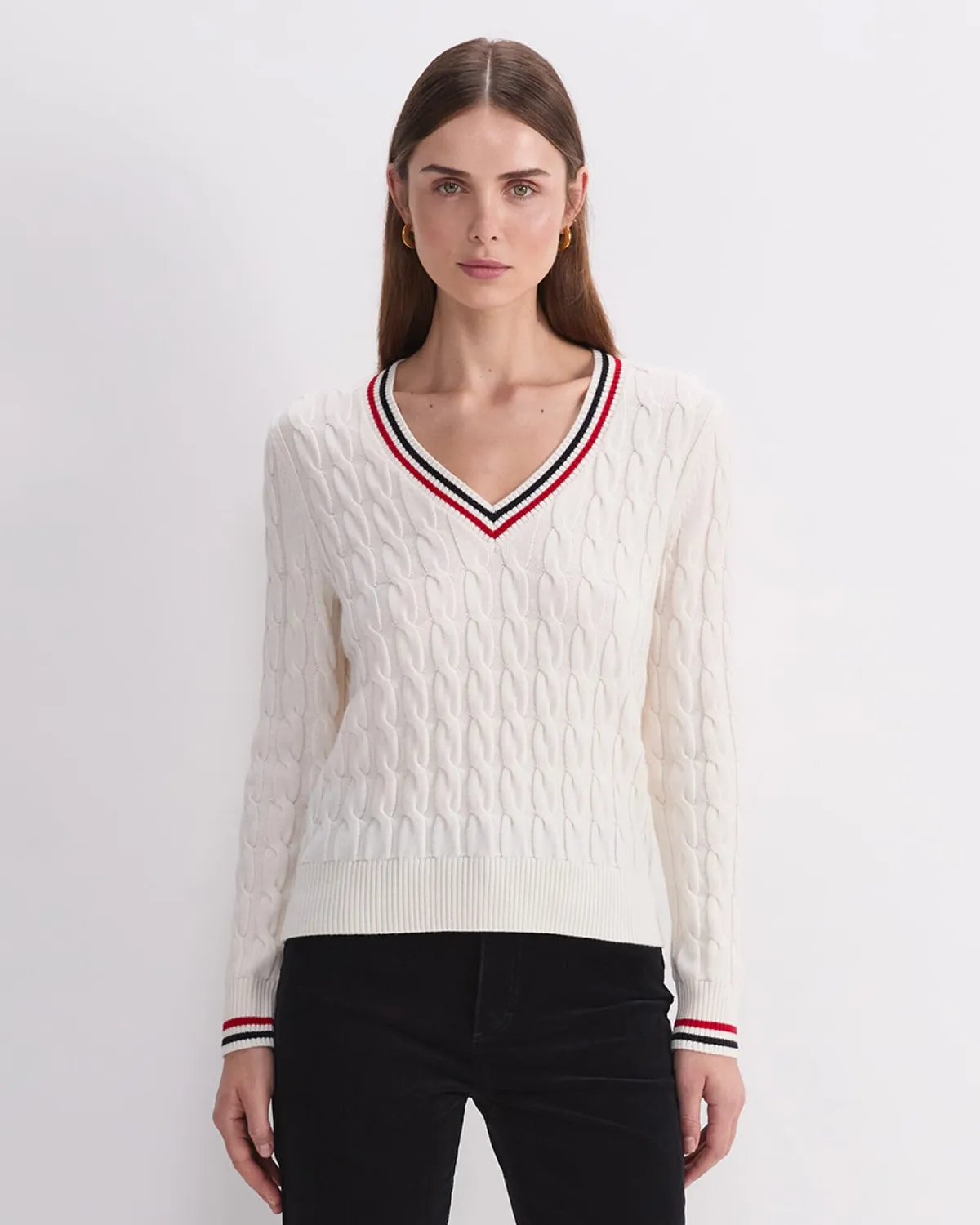 Sportscraft Merino Cable Maglione scollo V lana merino