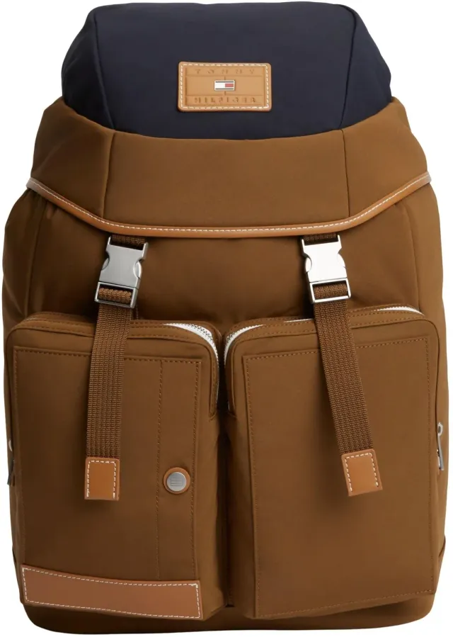 Tommy Hilfiger Flag zaino uomo marrone Dark Peanut poliestere