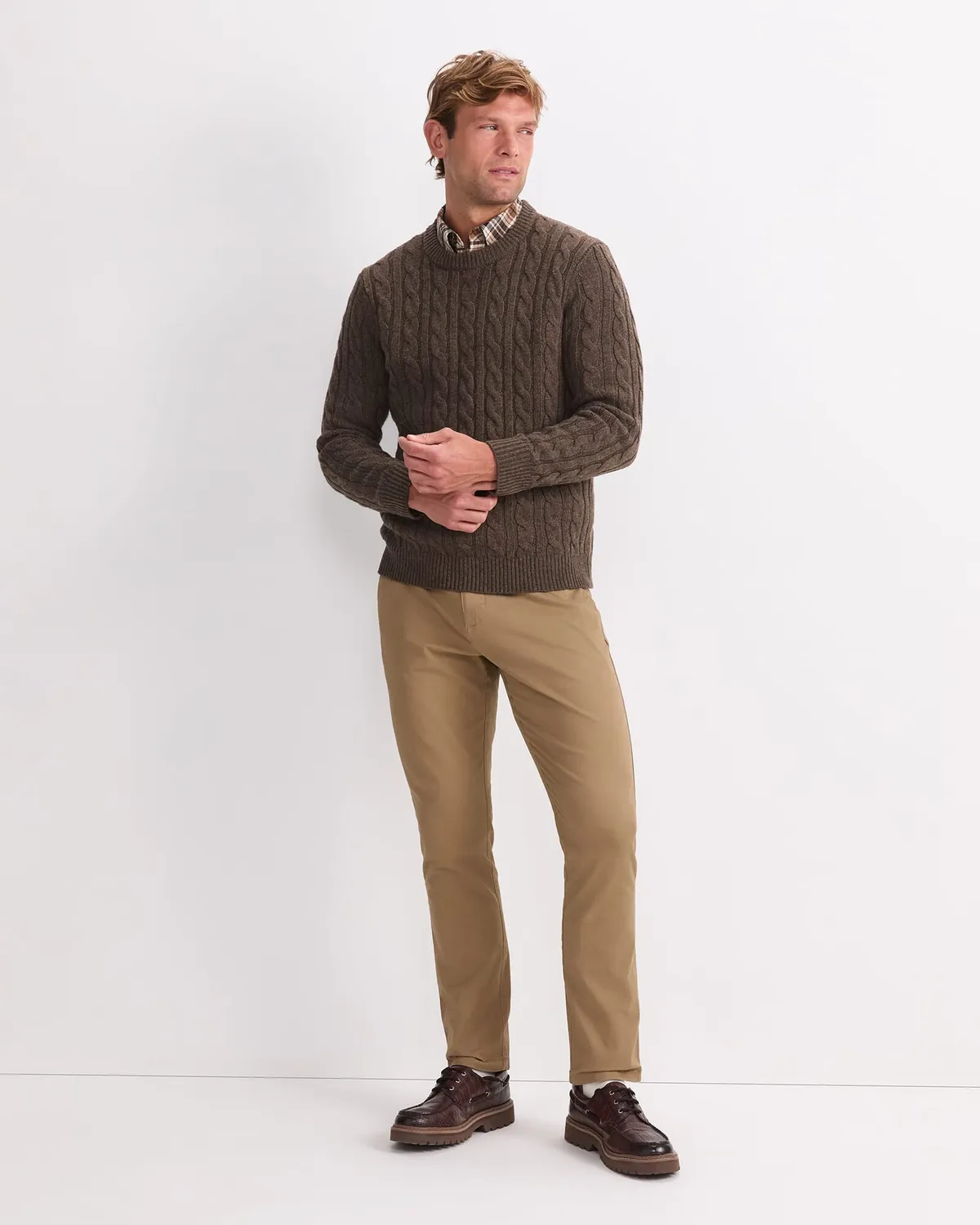 Sportscraft Cable Knit Sweater maglione lana uomo