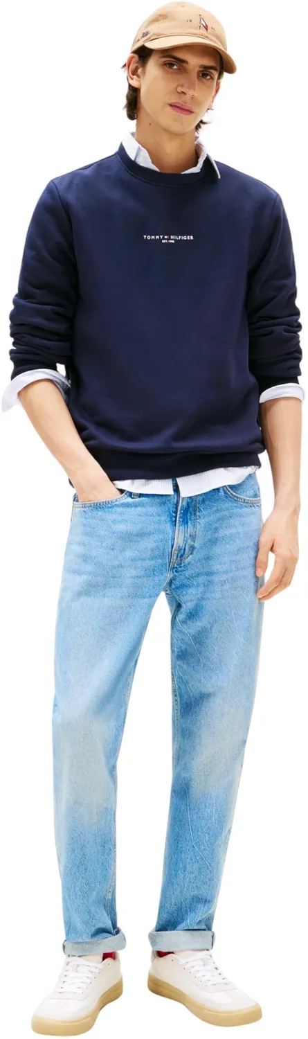 Tommy Logo Crewneck Felpa Girocollo Blu Uomo