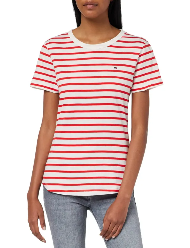 Tommy Hilfiger 1985 Slub Slim Fit t-shirt donna maniche corte