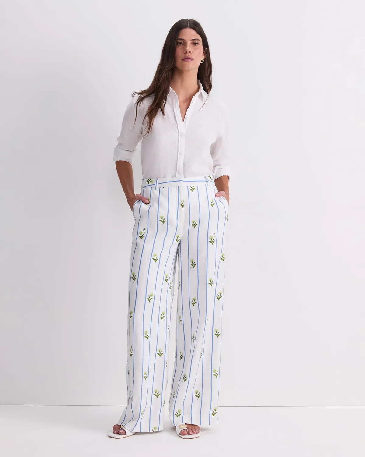Sportscraft Hampton Stripe pantalone lino donna