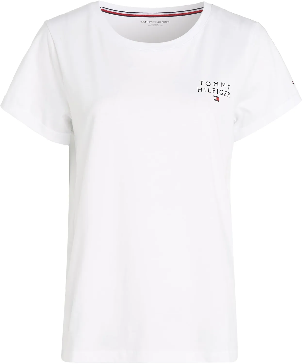 Tommy Hilfiger T-shirt Donna Scollo Rotondo White cotone