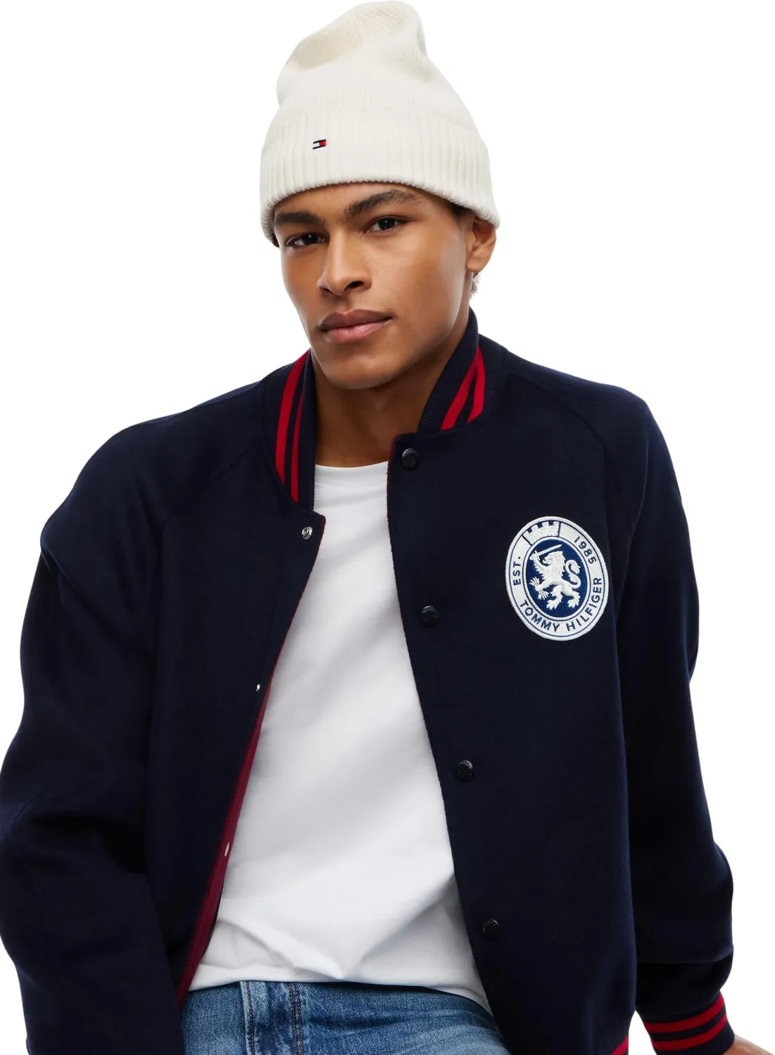 Tommy Hilfiger TH Flag cuffia uomo gialla cotone pima