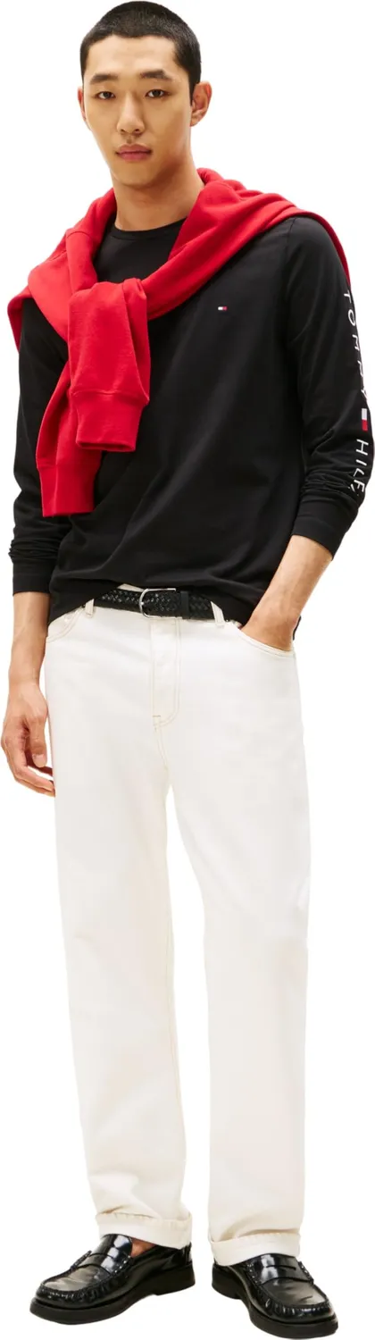 Tommy Hilfiger Logo maglia uomo maniche lunghe cotone nera