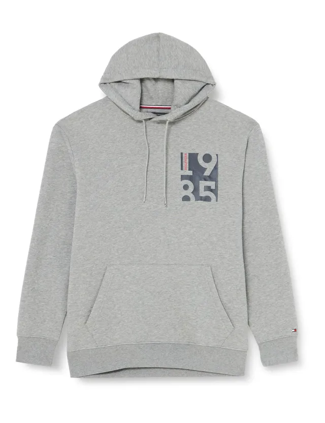 Tommy Hilfiger felpa cappuccio uomo grigia taglie forti cotone