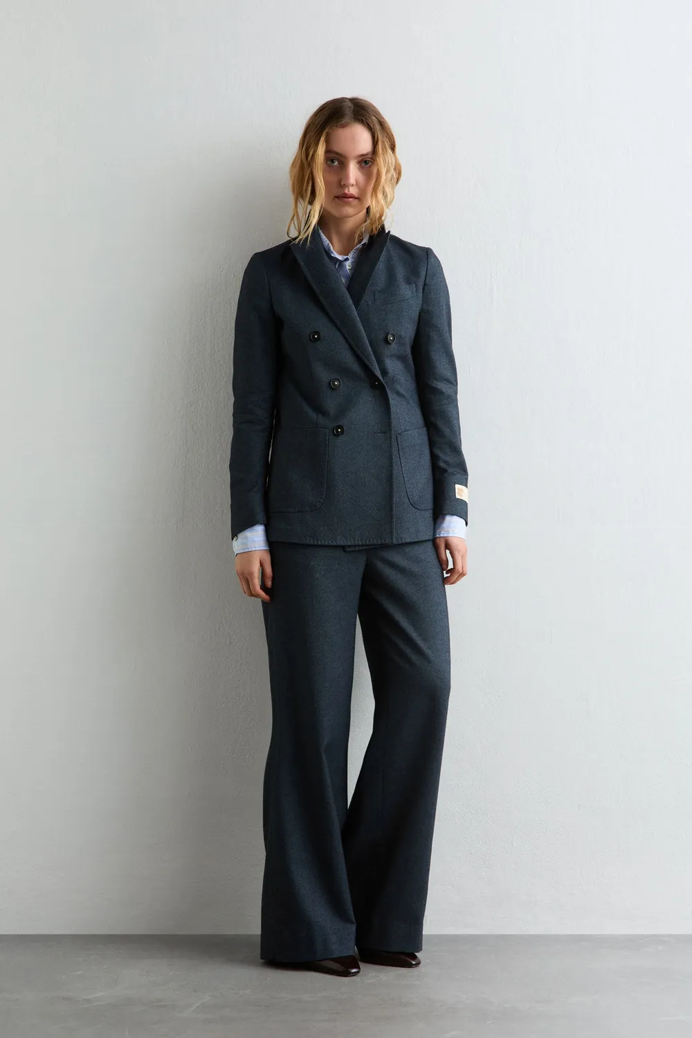 Massimo Alba Carlotta2 giacca donna blu cotone doppiopetto