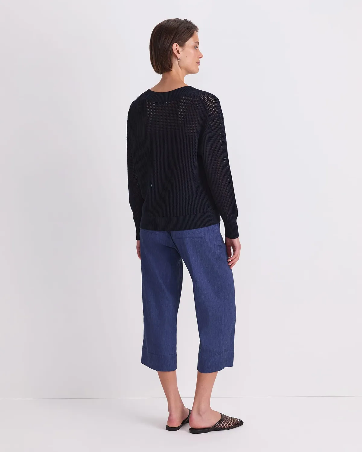 Sportscraft Cotton Crochet V-Neck maglia cotone XS