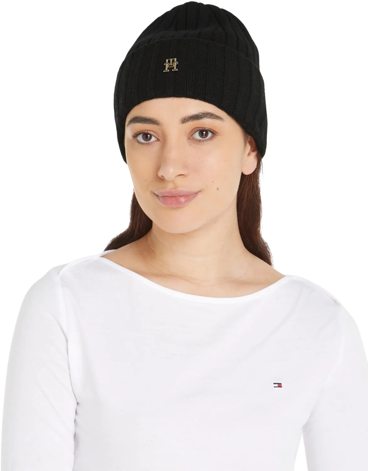 Tommy Hilfiger Essential Chic AW0AW15779 Beanie Donna Nero
