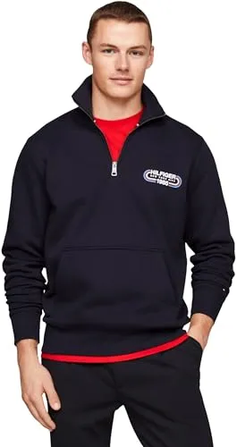 Tommy Hilfiger felpa uomo mezza zip con cerniera