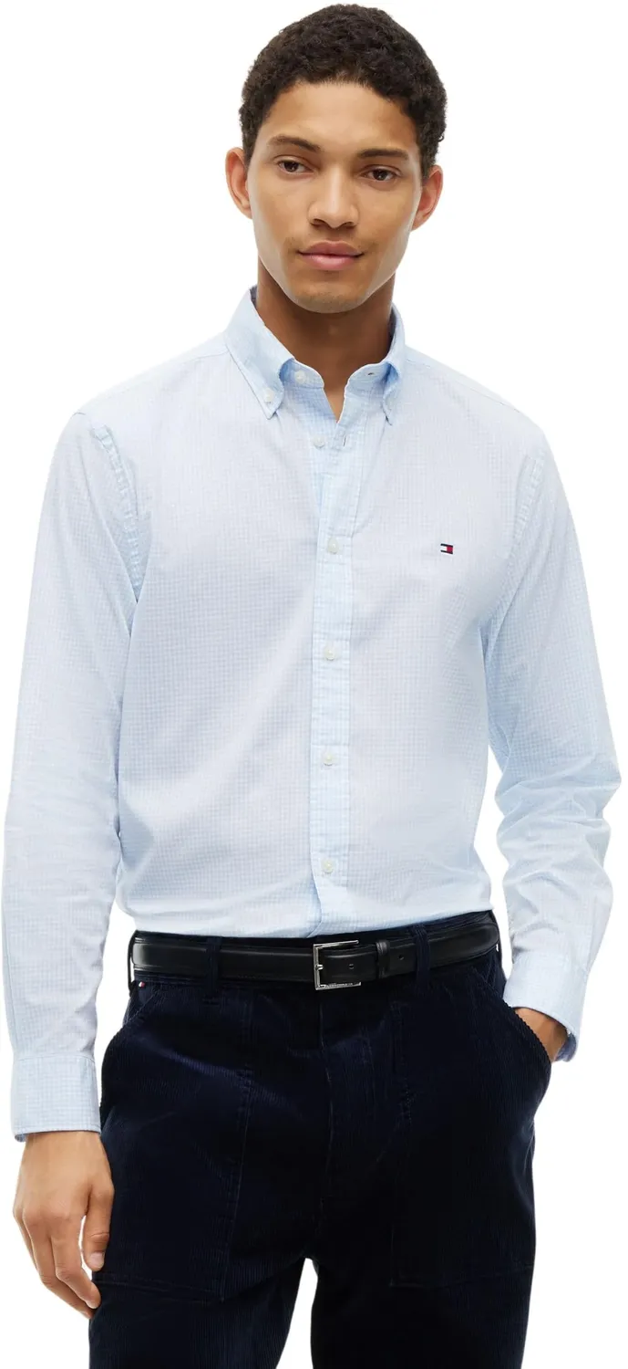 Tommy Hilfiger Flex Poplin Gingham camicia uomo quadri