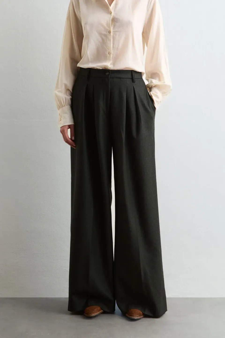Massimo Alba Karly pantaloni donna dark green lana