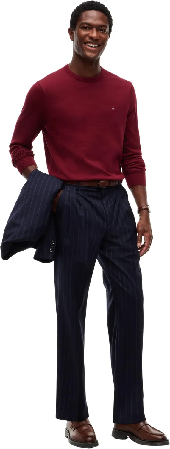 Tommy Hilfiger Essential maglione girocollo borgogna S cotone