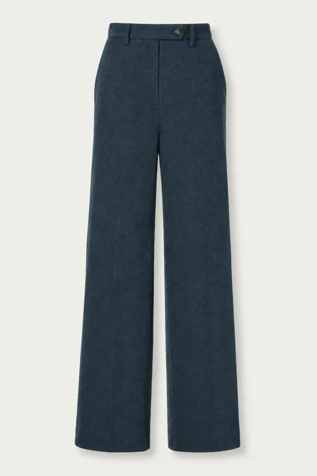 Massimo Alba Lamia pantaloni donna blu gamba ampia