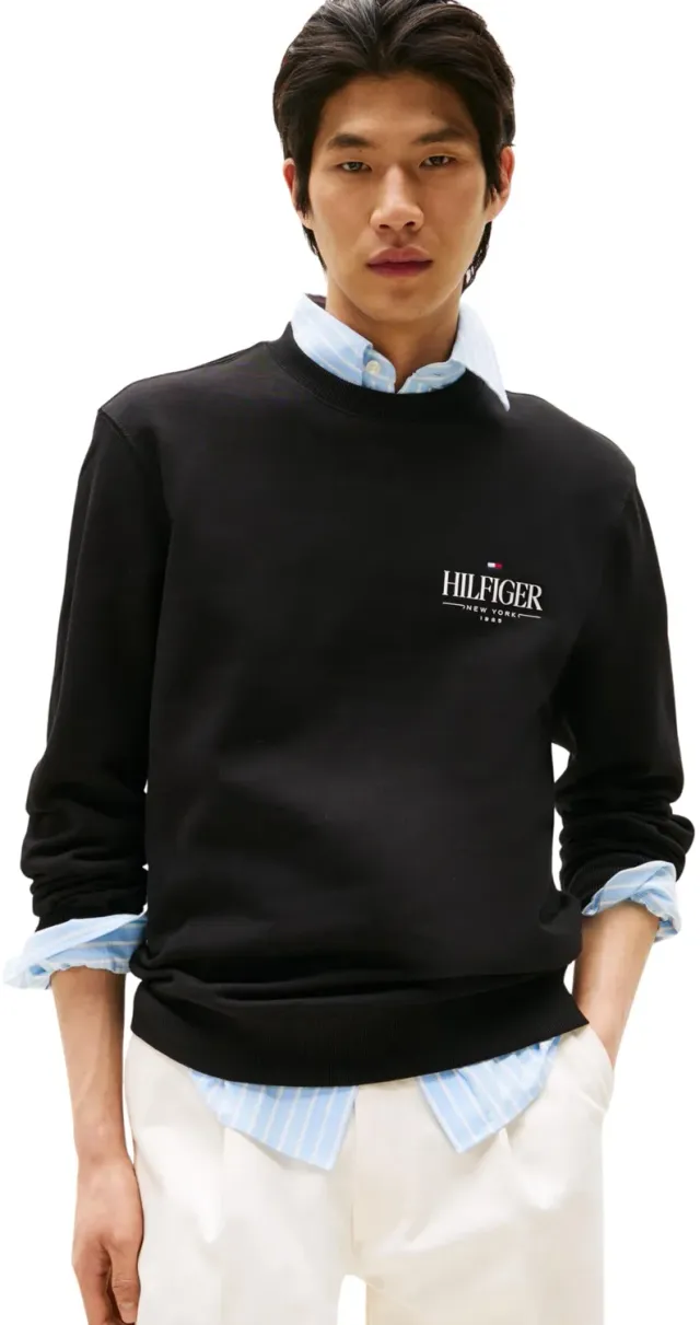Tommy Hilfiger Stacked Regular Fit felpa uomo XXL nera